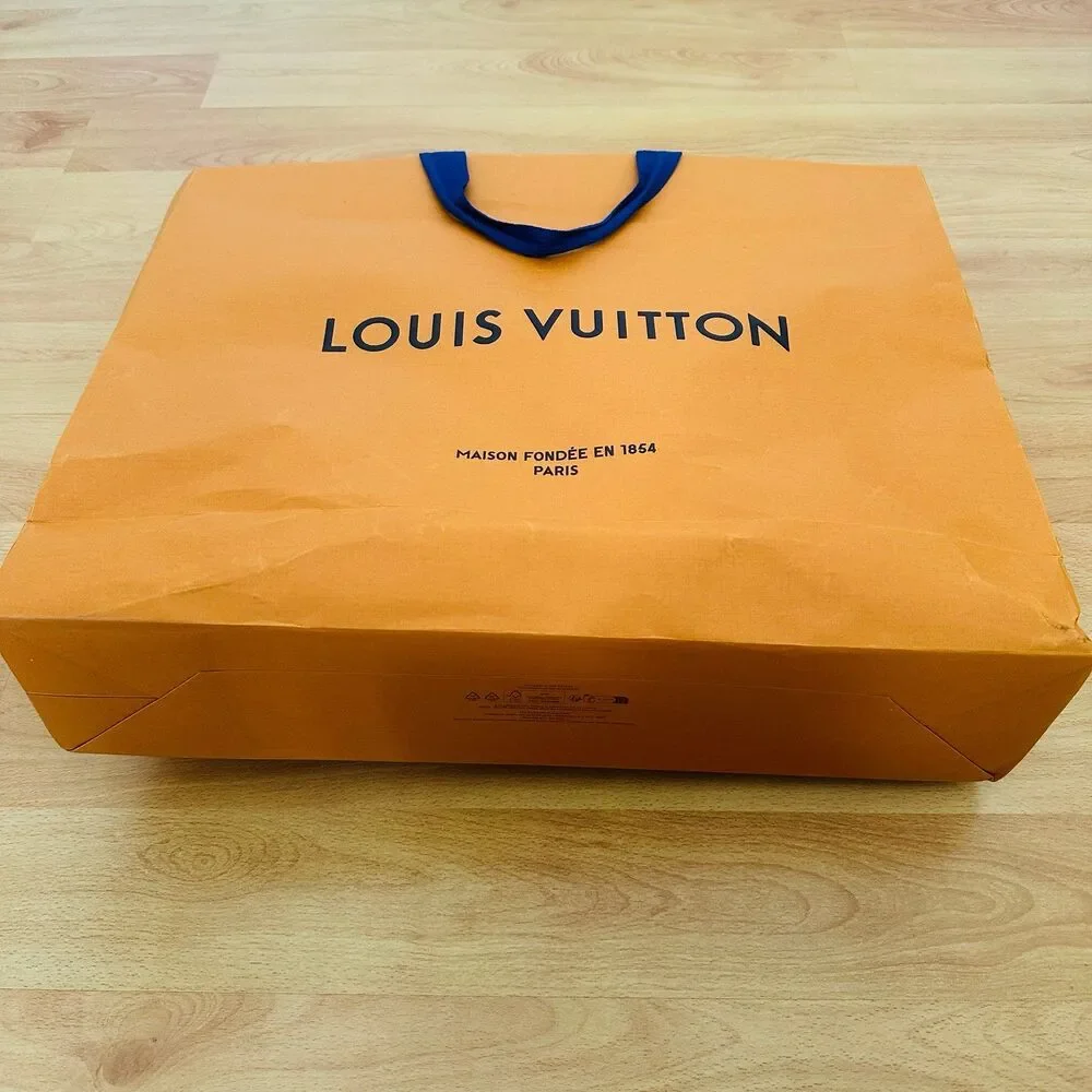 LV Louis Vuitton Paper Shopping Bag - orange large, 18.75